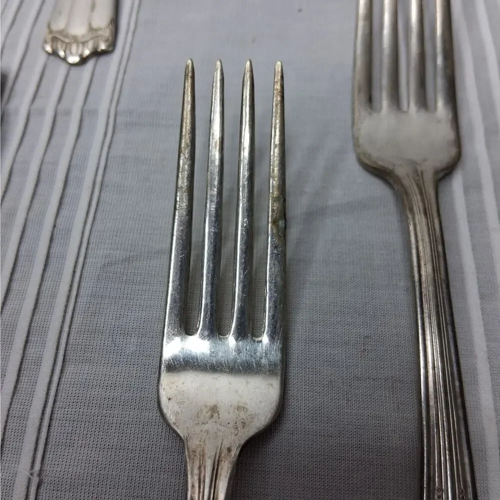 Lenox Silver Plate Deerfield Art Deco Flatware 22 Pieces Tarnished Pitted AS IS